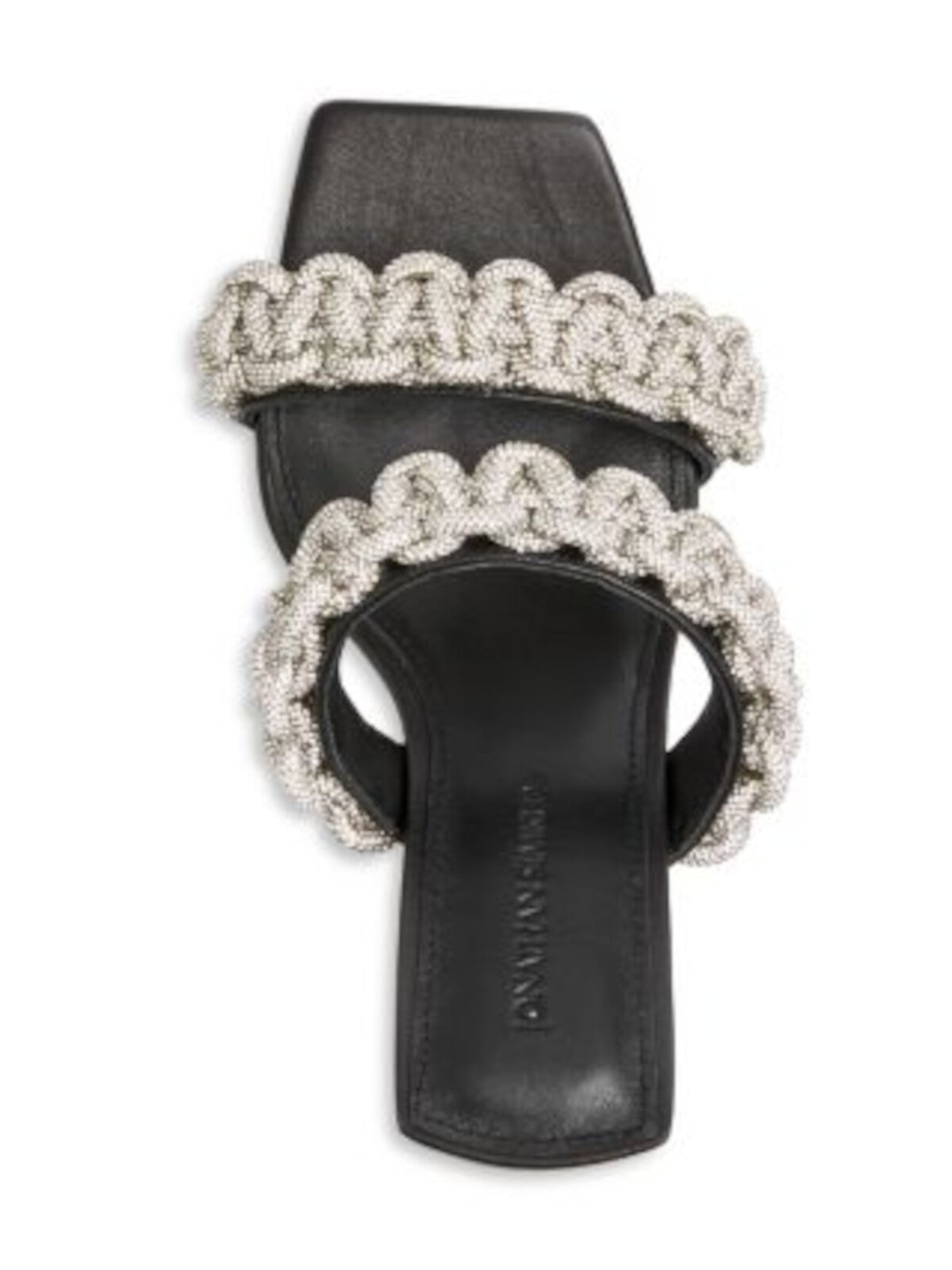 JONATHAN SIMKHAI Womens Black Mixed Media Crystal Embellished Rope Detailing At Straps Padded Walker Square Toe Block Heel Slip On Heeled Sandal 38