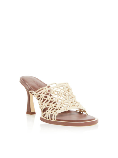 JONATHAN SIMKHAI Women's Beige Theo Woven Padded Solid Latice Heeled Mule