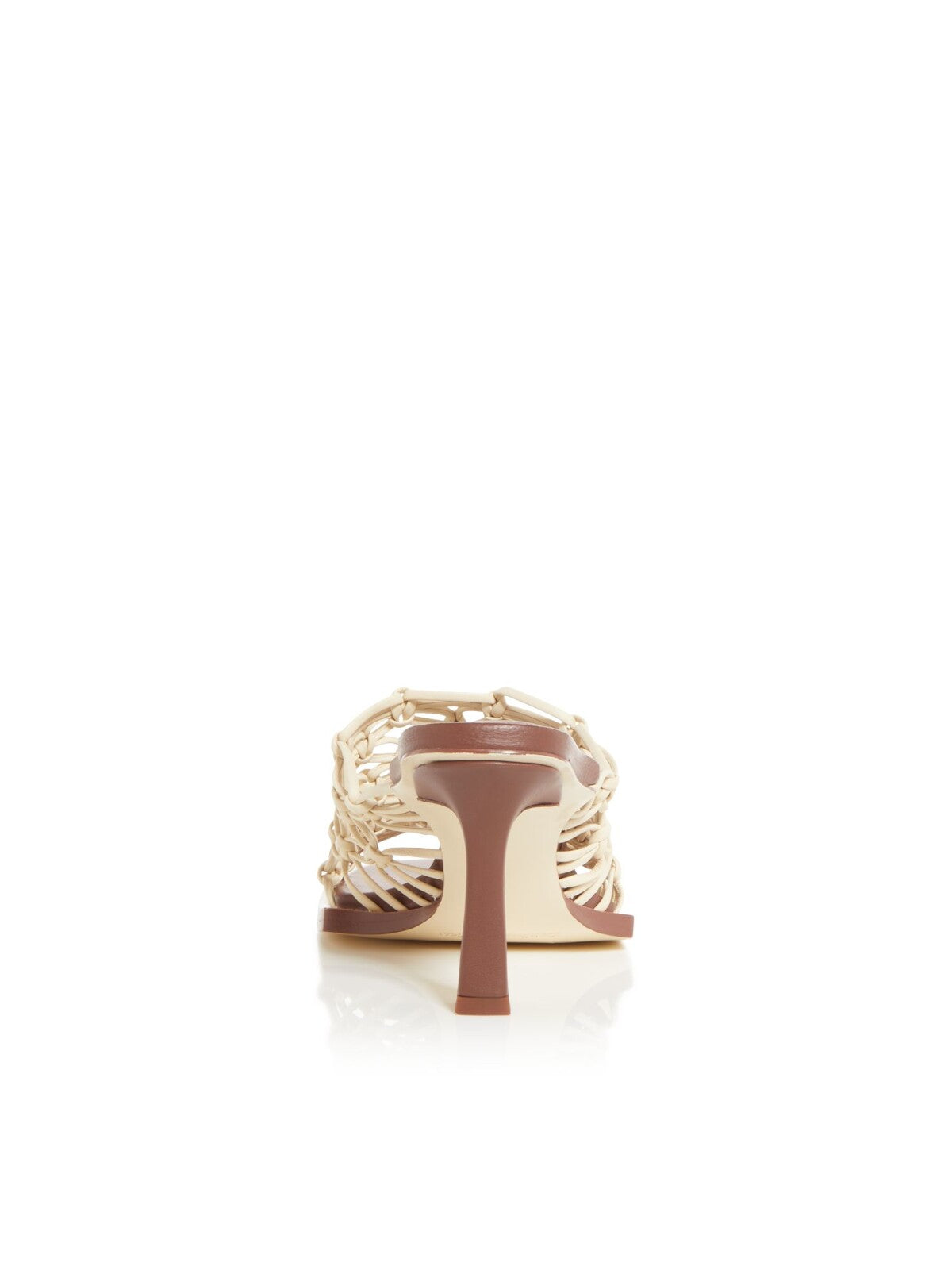 JONATHAN SIMKHAI Women's Beige Theo Woven Padded Solid Latice Heeled Mule