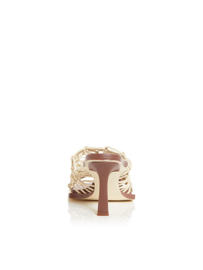 JONATHAN SIMKHAI Women's Beige Theo Woven Padded Solid Latice Heeled Mule