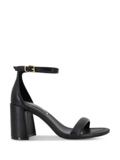 KENNETH COLE NEW YORK Womens Black Ankle Strap Padded Luisa Almond Toe Block Heel Buckle Heeled Sandal 7.5 M