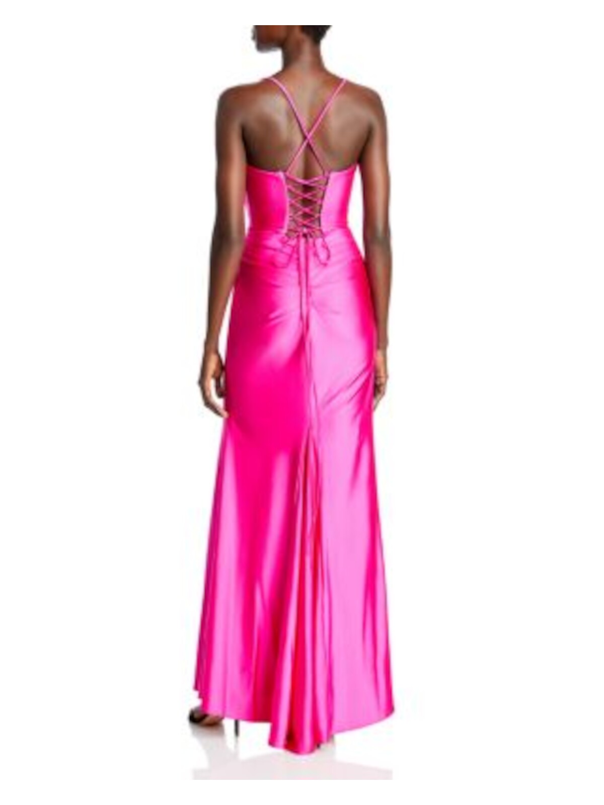 AQUA FORMAL Womens Pink Lined Drape Front Lace Up Back Corset Spaghetti Strap Sweetheart Neckline Full-Length Evening Gown Dress 6