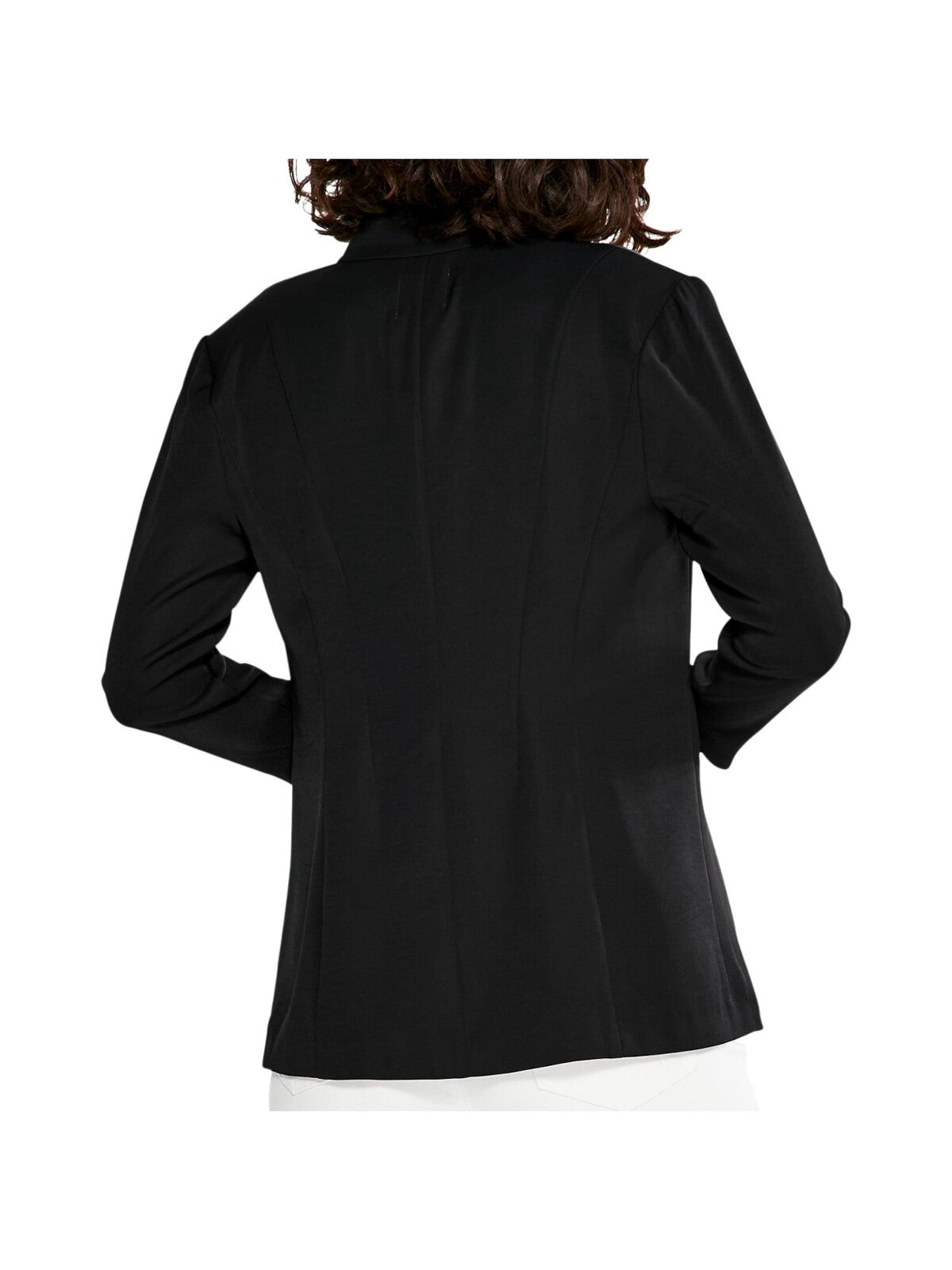 NIC+ZOE Womens Black Open Front Unlined Bracelet Sleeves Shoulder Pads Wear To Work Blazer Jacket 8