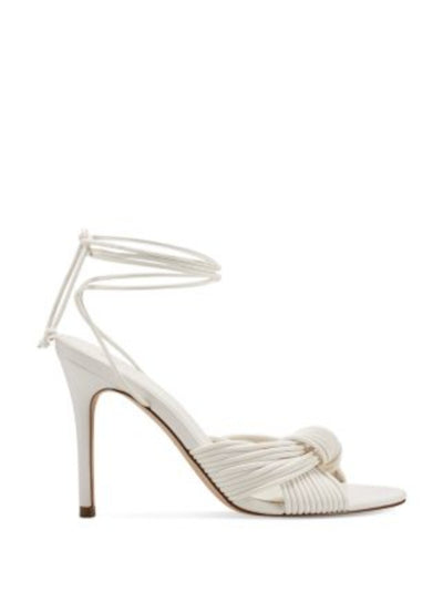 MARC FISHER LTD Women's Ivory Brista Padded Strappy Solid Twisted Ankle Wrap Tie Heeled