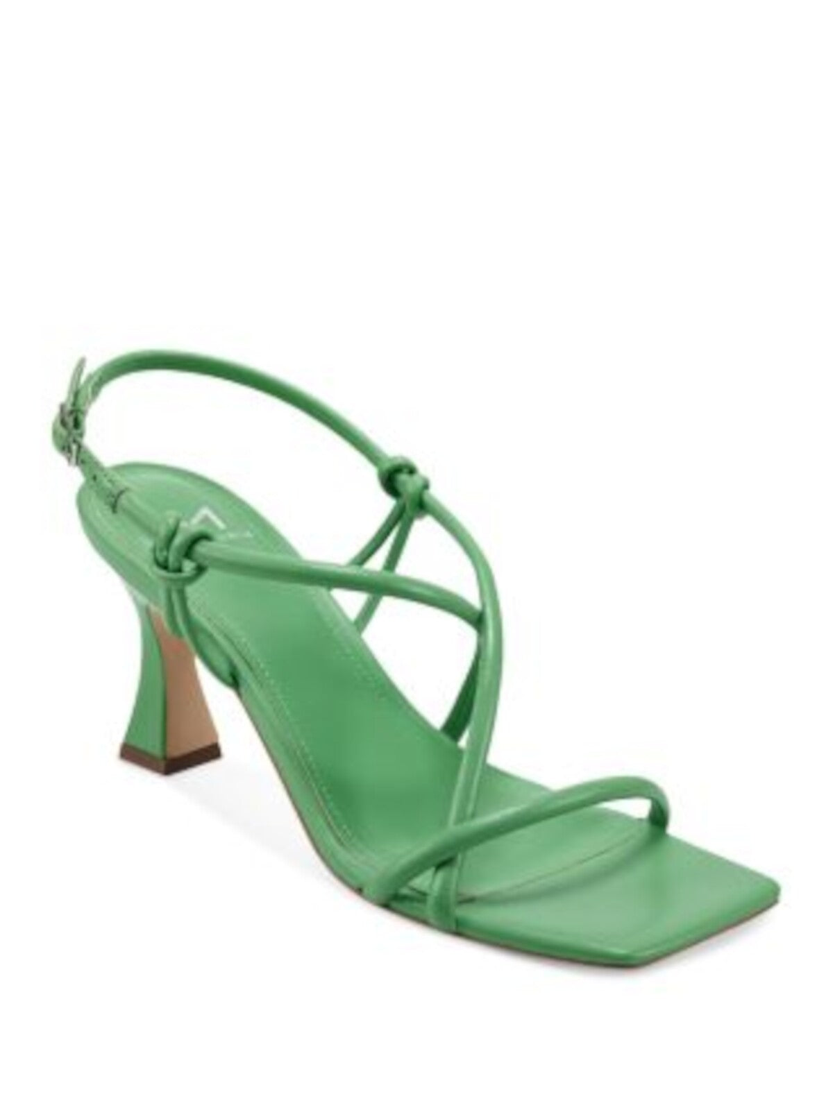 MARC FISHER LTD Womens Green Crisscross Straps Padded Mldayne Square Toe Flare Buckle Leather Slingback Sandal 7.5 M