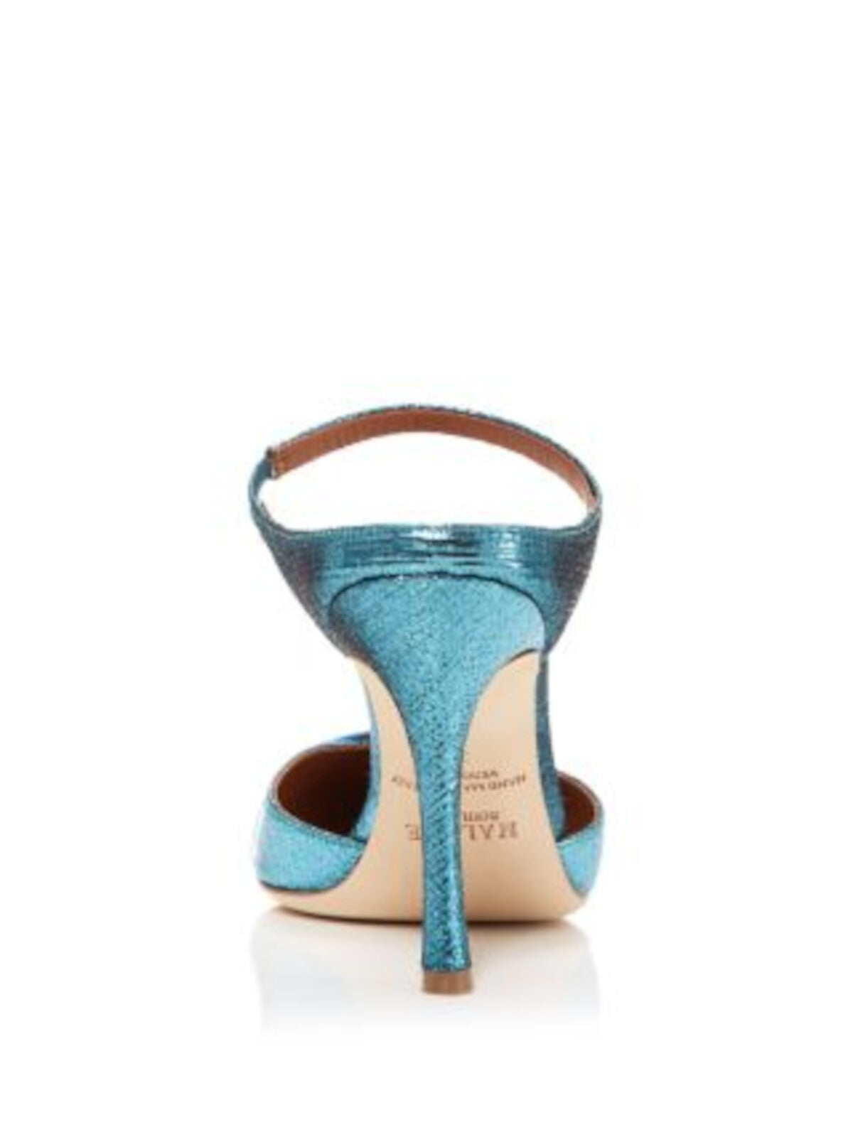 MALONE SOULIERS Womens Blue Padded Strap Detail Goring Metallic Uma Pointed Toe Stiletto Slip On Sandals Shoes 36.5