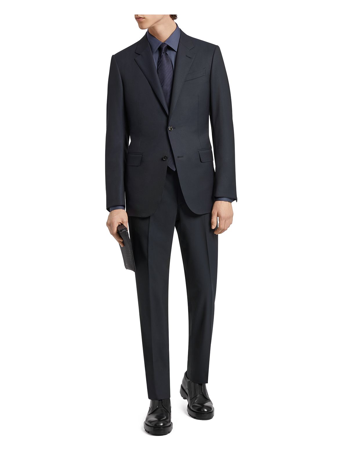 ZEGNA Mens Navy Classic Fit Suit 52L 36 WAIST