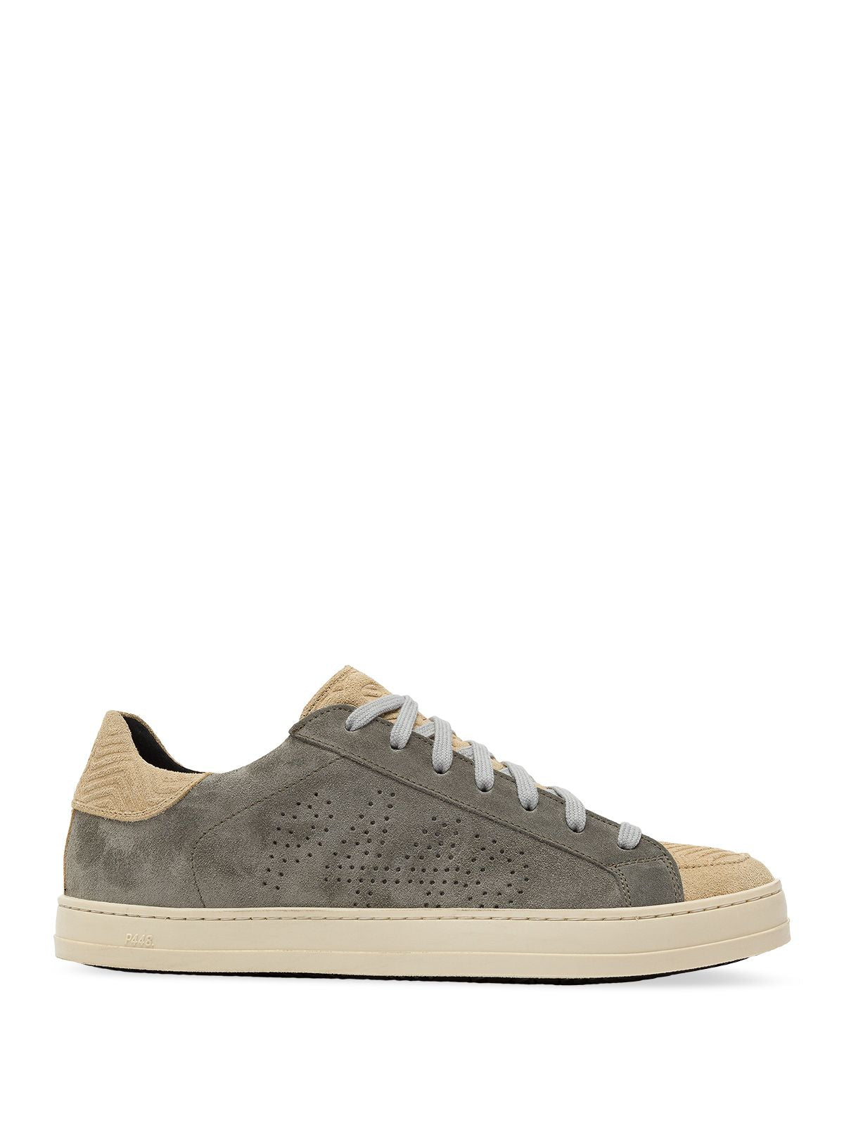 P448 Mens Gray Color Block Zig Zag Logo Padded Perforated Janeo Round Toe Platform Lace-Up Leather Sneakers Shoes 42