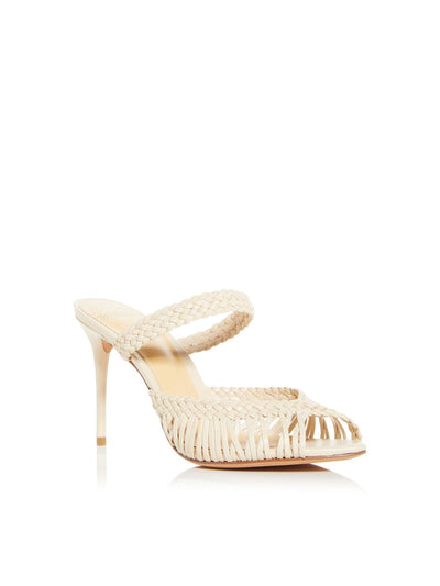 ALEXANDRE BIRMAN Womens Beige Strappy Braided Padded Agatha Peep Toe Stiletto Slip On Leather Heeled Sandal 40