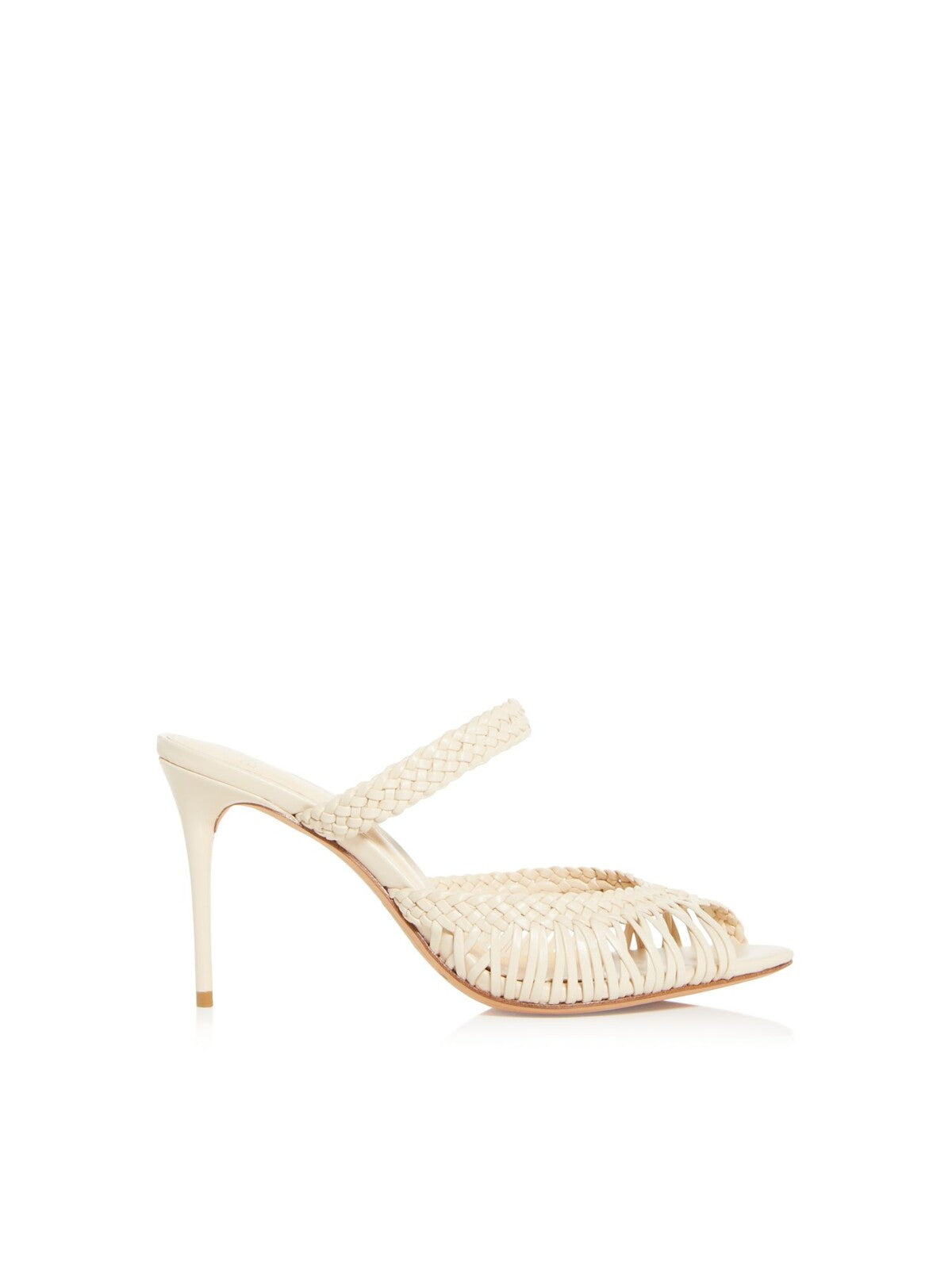 ALEXANDRE BIRMAN Womens Beige Strappy Braided Padded Agatha Peep Toe Stiletto Slip On Leather Heeled Sandal 40