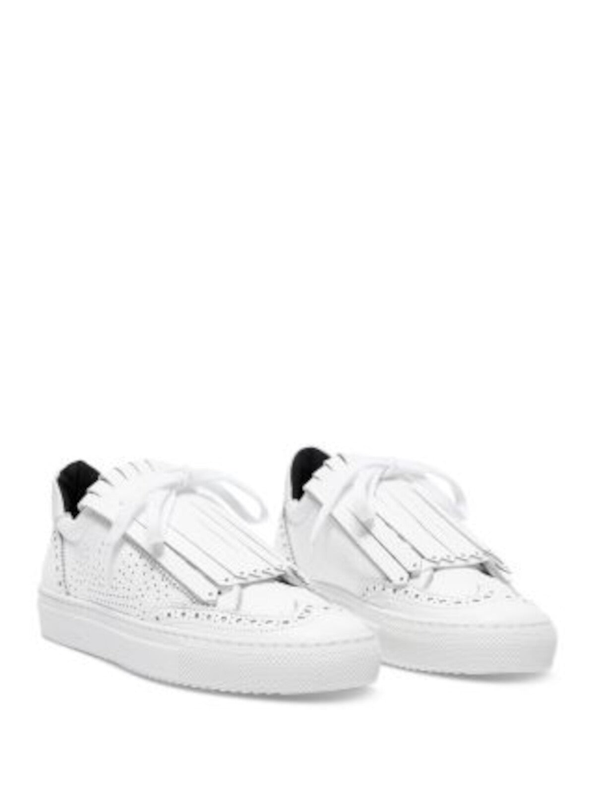 P448 Womens White Kiltie Fringe Perforated Padded Sohoer-w Round Toe Platform Lace-Up Leather Sneakers Shoes 37