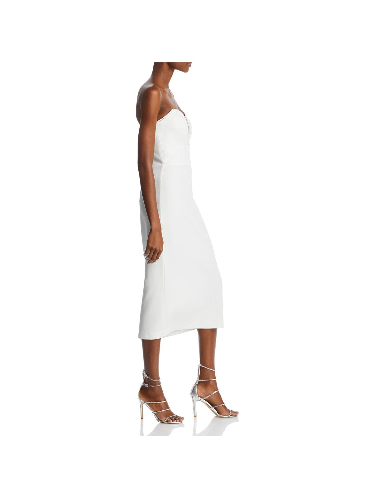 AQUA FORMAL Womens Embellished Sleeveless Strapless Midi Formal Sheath Dress