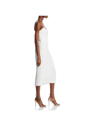AQUA FORMAL Womens Embellished Sleeveless Strapless Midi Formal Sheath Dress