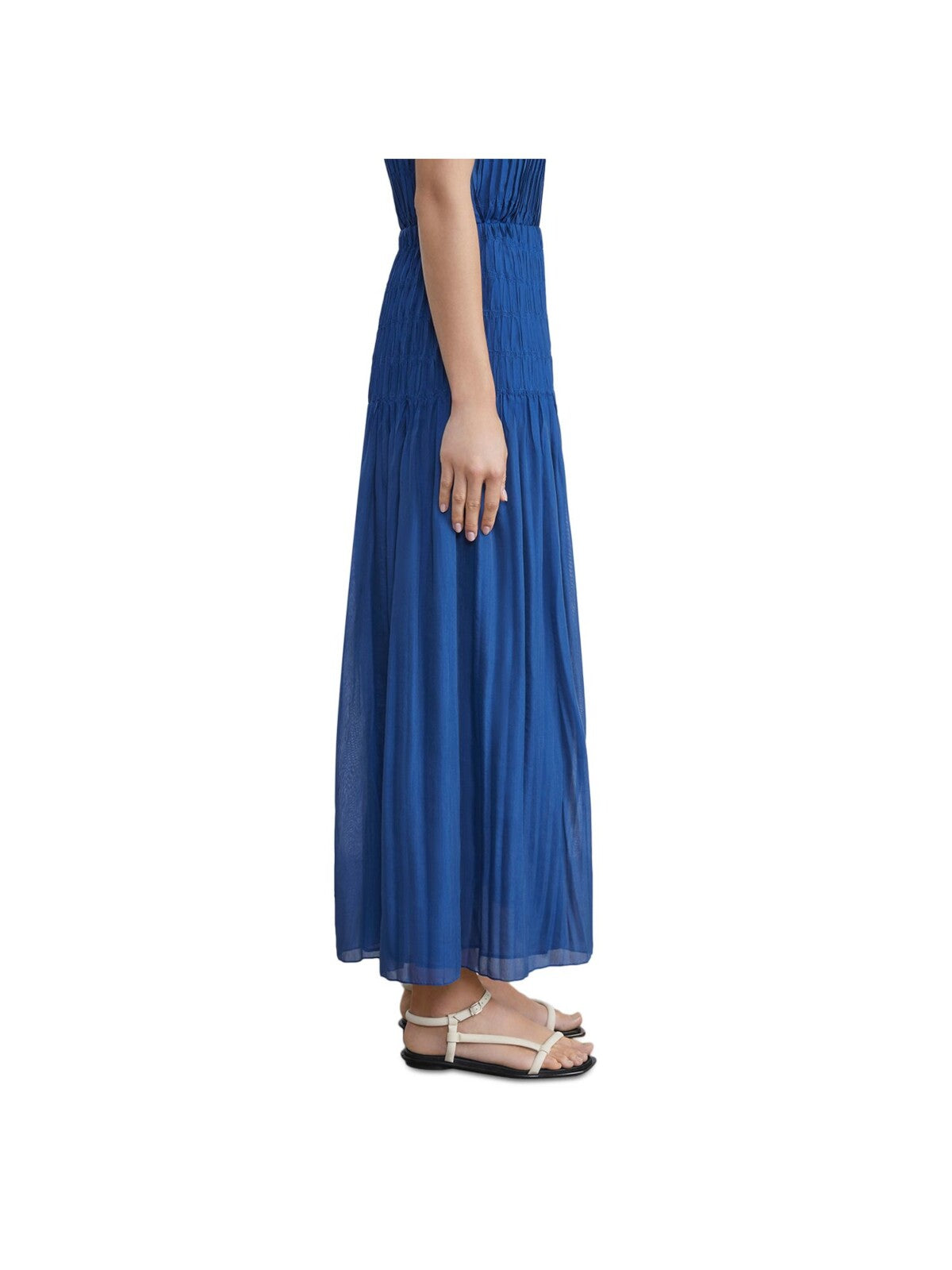 LAFAYETTE 148 NEW YORK Womens Blue Smocked Pleated Elastic Waist Lined Pull-on Maxi Pencil Skirt M