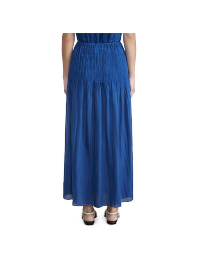 LAFAYETTE 148 NEW YORK Womens Blue Smocked Pleated Elastic Waist Lined Pull-on Maxi Pencil Skirt M