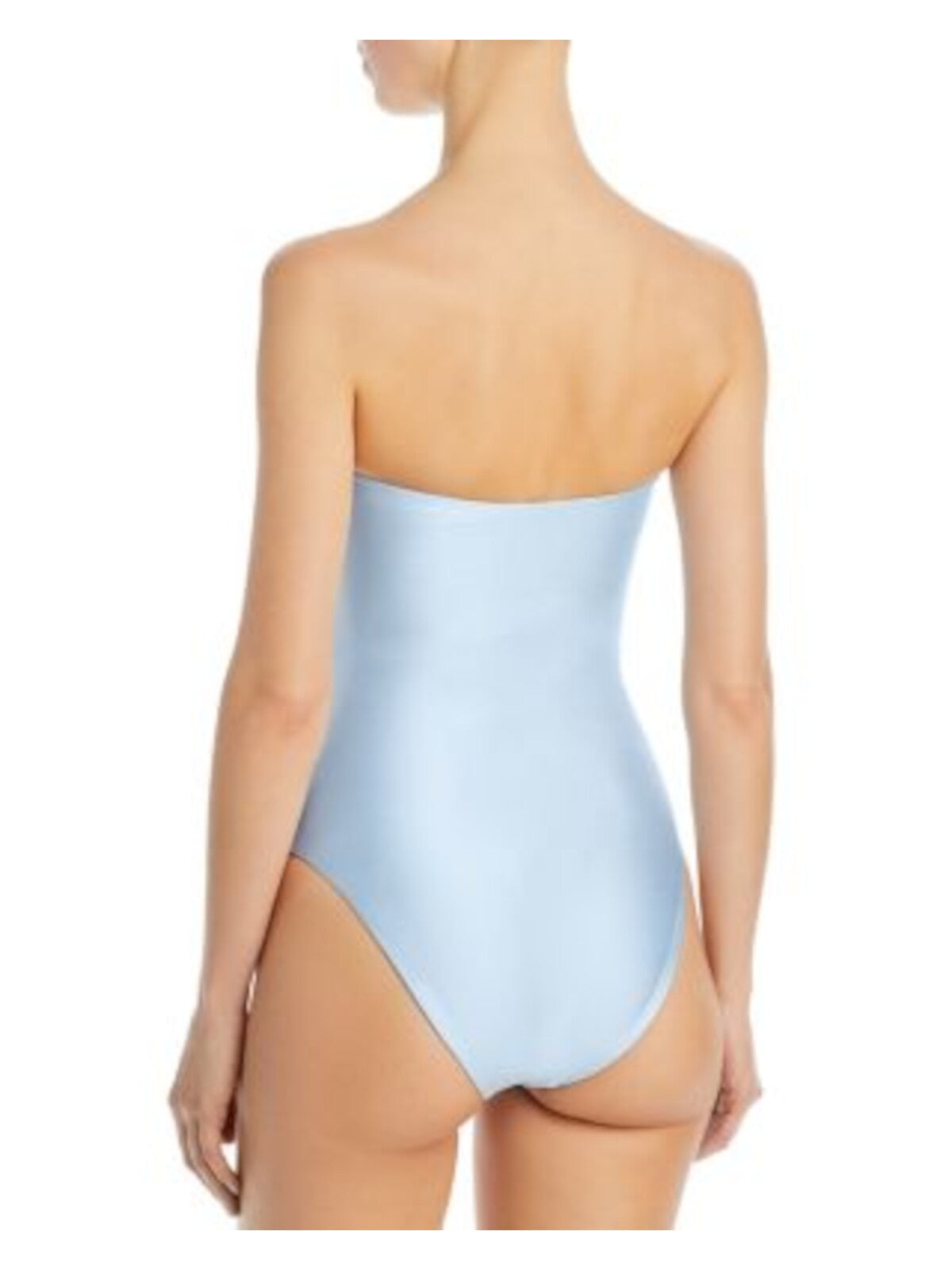 JADE SWIM Women's Light Blue Ruched Ring Alyda Bandeau One Piece Swimsuit L