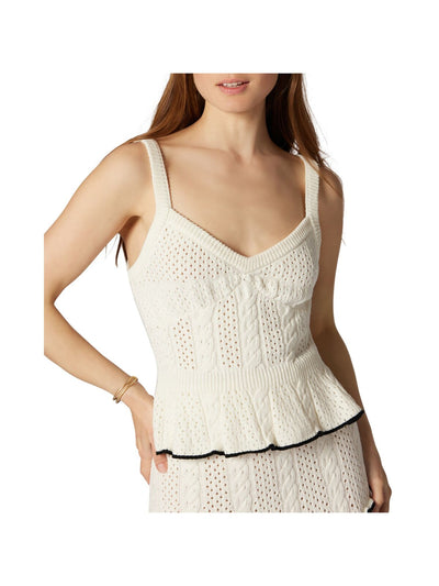 JOIE Womens Knit Sleeveless V Neck Peplum Top