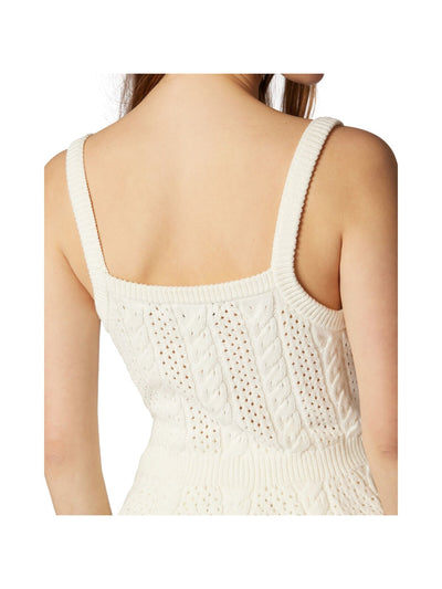 JOIE Womens White Knit Sleeveless V Neck Peplum Top XS