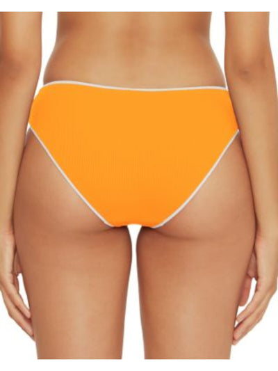 BECCA Women's Orange Lined Cutout Moderate Coverage Hipster Swimwear Bottom M