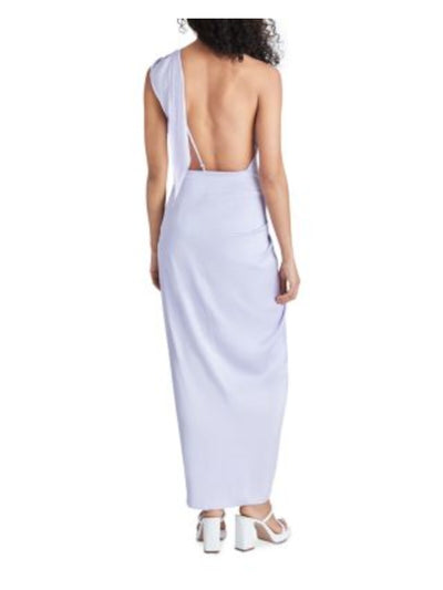STEVE MADDEN Womens Purple Zippered Tie Draped Front Hi-lo Hem Sleeveless Asymmetrical Neckline Maxi Party Wrap Dress XS