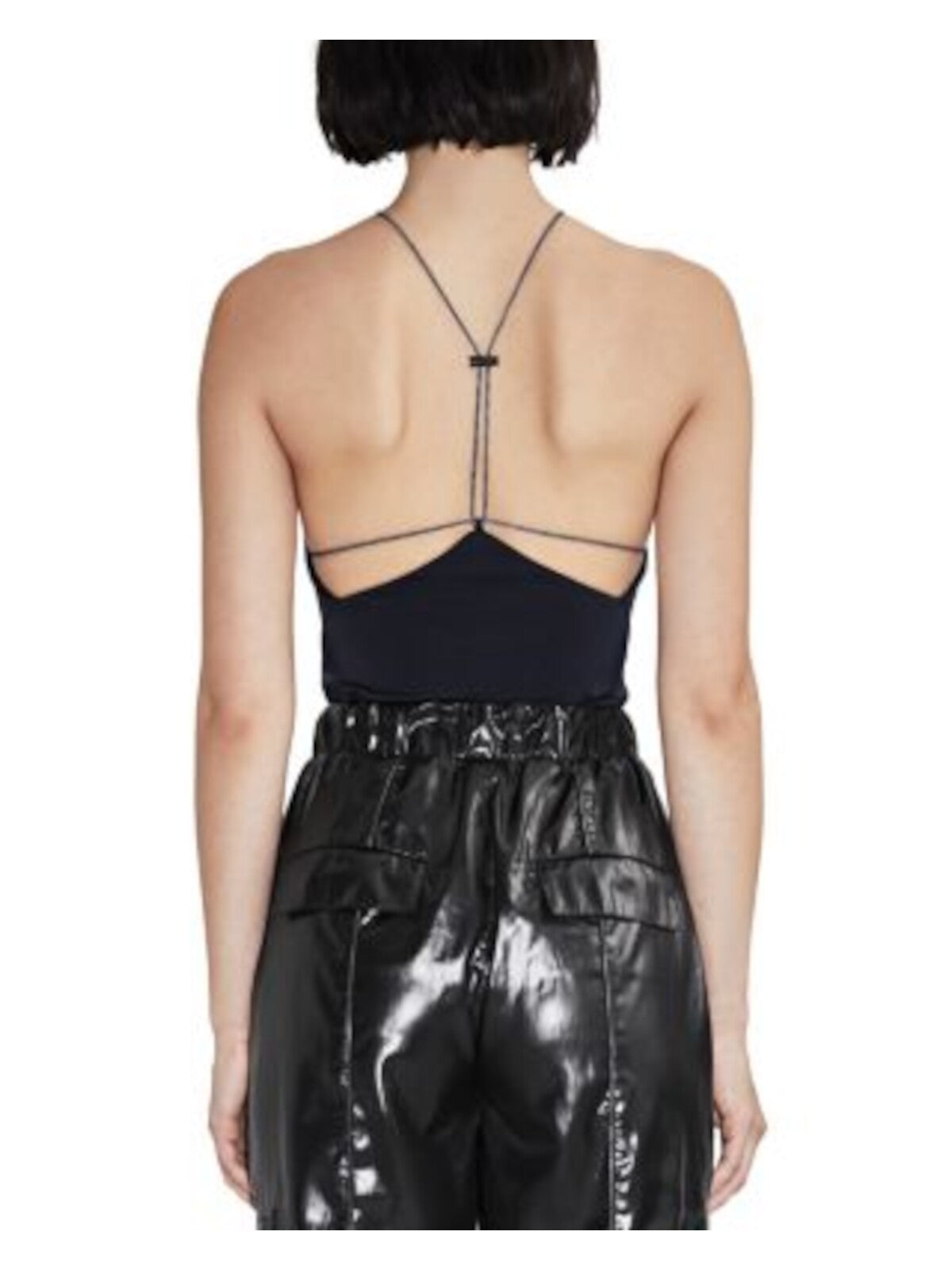 ET OCHS Womens Open Back Toggle Strap Seeamed Front Sleeveless Halter Top