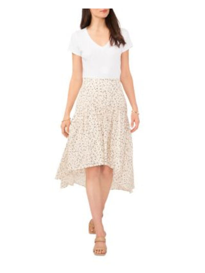 VINCE CAMUTO Womens Beige Zippered Lined Tiered Midi Hi-Lo Skirt 12