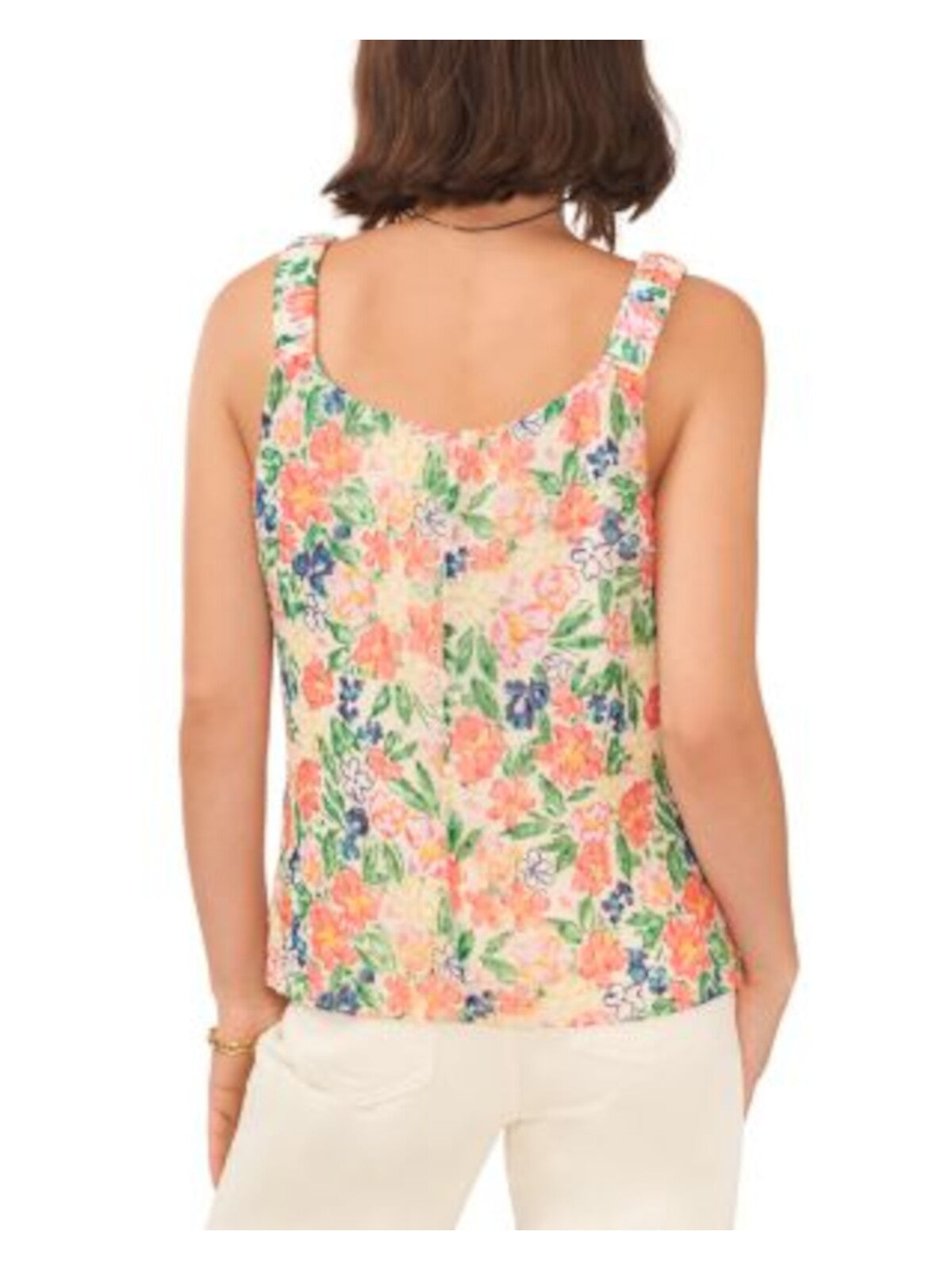 VINCE CAMUTO Womens Lined Sleeveless V Neck Ruchd Straps Side Vents Tank Top