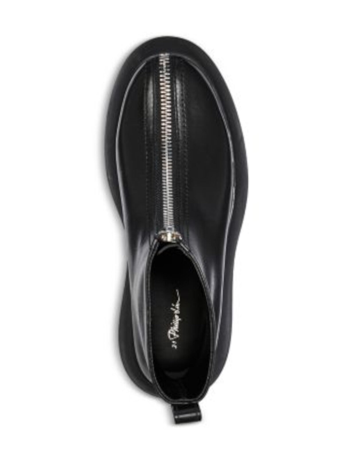 3.1 PHILLIP LIM Womens Black 1-1/2" Platform Heel Pull-Tab Padded Mercer Round Toe Wedge Zip-Up Leather Combat Boots 37