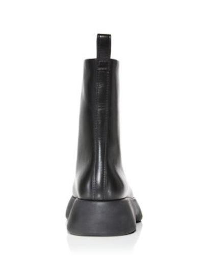 3.1 PHILLIP LIM Womens Black 1-1/2" Platform Heel Pull-Tab Padded Mercer Round Toe Wedge Zip-Up Leather Combat Boots 37