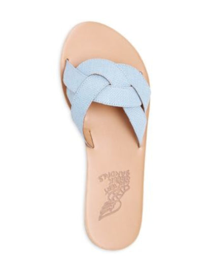 ANCIENT GREEK SANDALS Womens Light Blue Braided Arachne Round Toe Slip On Slide Sandals Shoes 40