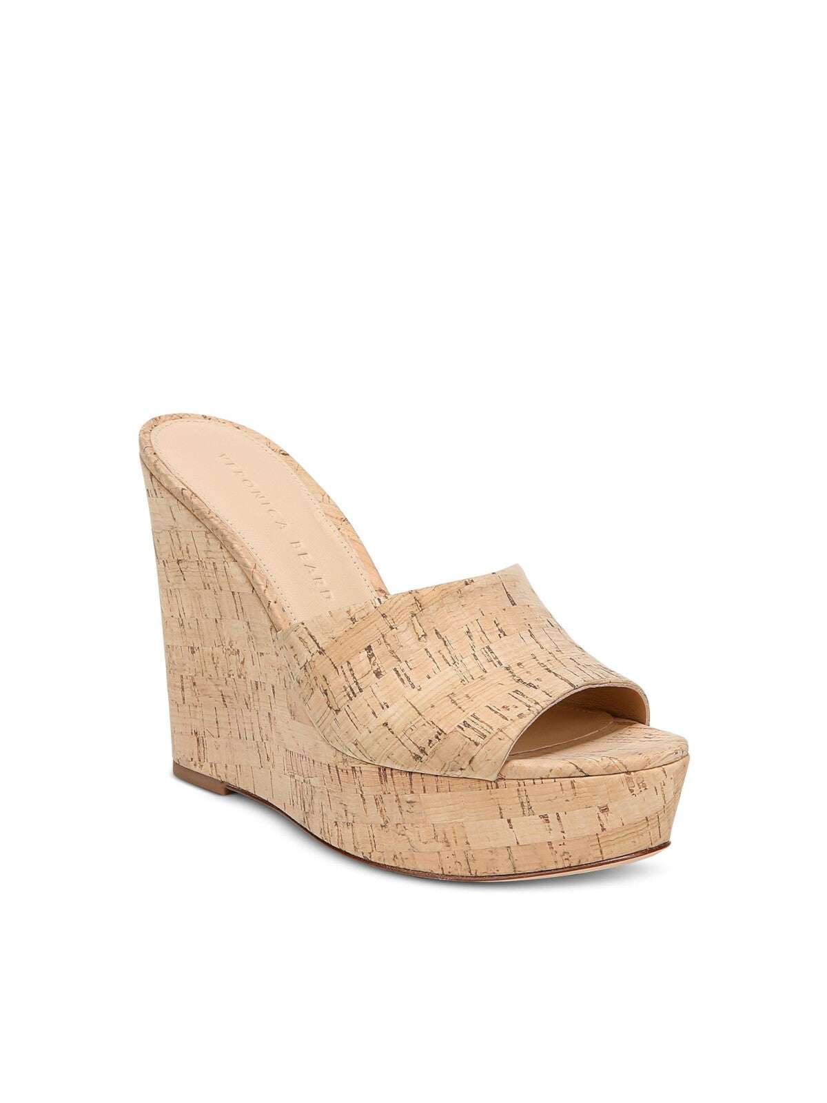 VINCE. Womens Beige Cork 1-1/2" Platform Padded Dali Open Toe Wedge Slip On Heeled Sandal 9.5 M