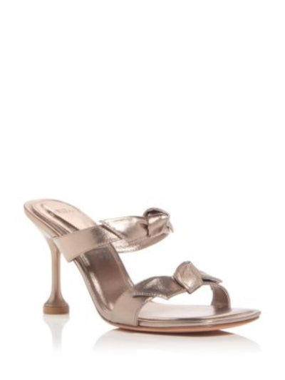ALEXANDRE BIRMAN Womens Silver Knot Detail Cushioned Clarita Square Toe Sculpted Heel Slip On Leather Heeled Sandal 38