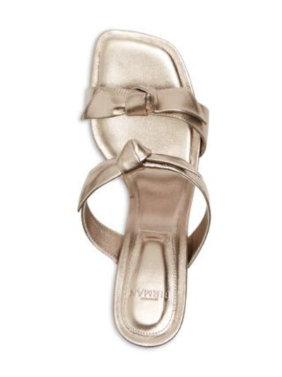 ALEXANDRE BIRMAN Womens Gold Knot Detail Cushioned Clarita Square Toe Sculpted Heel Slip On Leather Heeled Sandal 39