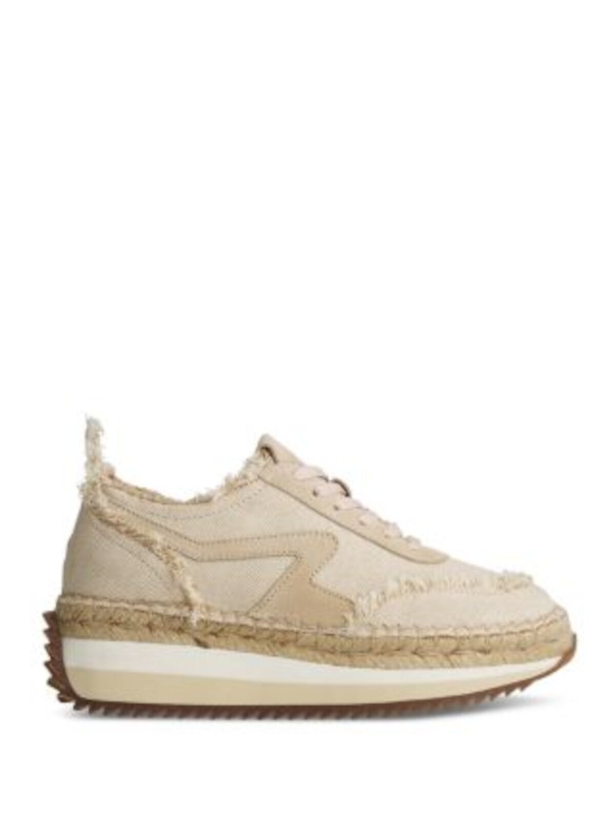 RAG & BONE Womens Beige 1-1/2" Platform Heel Pull-Tab Treaded Macrame Stitching Frayed Padded Retro Runner Almond Toe Wedge Lace-Up Athletic Running Shoes 41