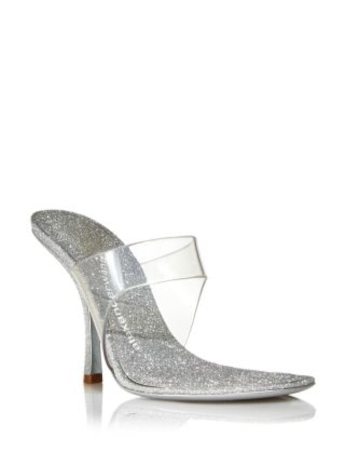 ALEXANDER WANG Womens Clear Mixed Media Glitter Cushioned Nudie 105 Open Toe Stiletto Slip On Dress Heeled Sandal 38.5