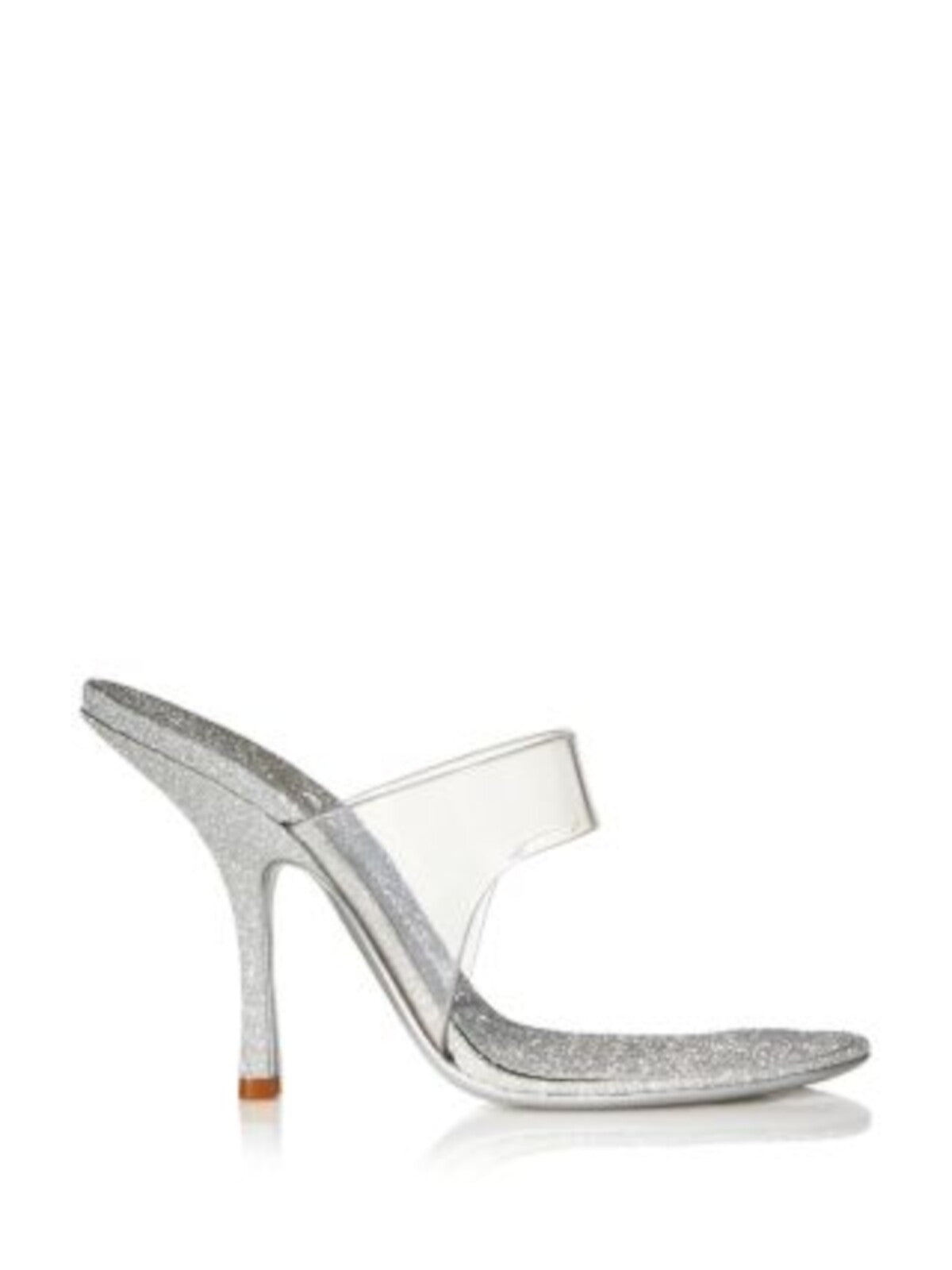 ALEXANDER WANG Womens Clear Mixed Media Glitter Cushioned Nudie 105 Open Toe Stiletto Slip On Dress Heeled Sandal 38.5