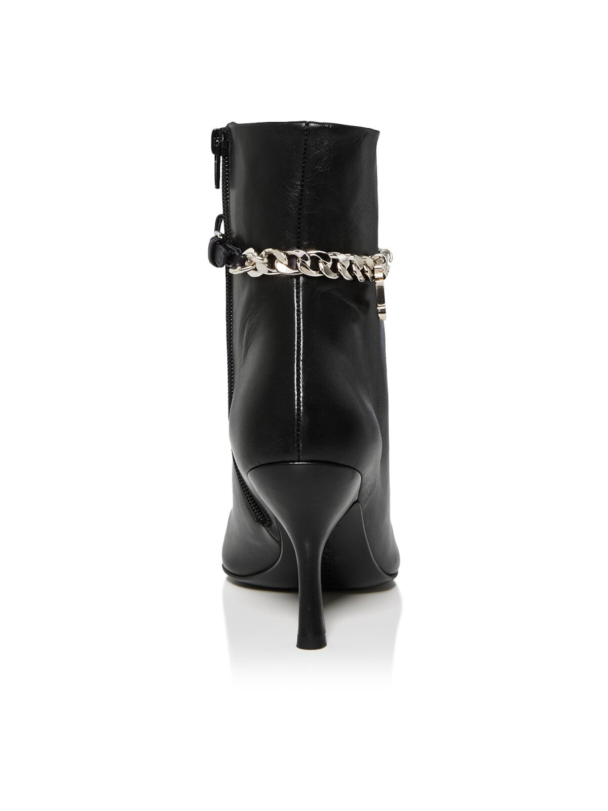 JW ANDERSON Womens Black Charm Embellished Chain Strap Padded Round Toe Stiletto Zip-Up Leather Dress Boots 37