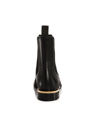JIMMY CHOO Womens Black Back Pull-Tab Goring Padded Thessaly Almond Toe Block Heel Leather Chelsea Boot 36