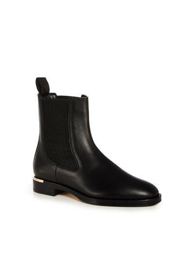 JIMMY CHOO Womens Black Back Pull-Tab Goring Padded Thessaly Almond Toe Block Heel Leather Chelsea Boot 36