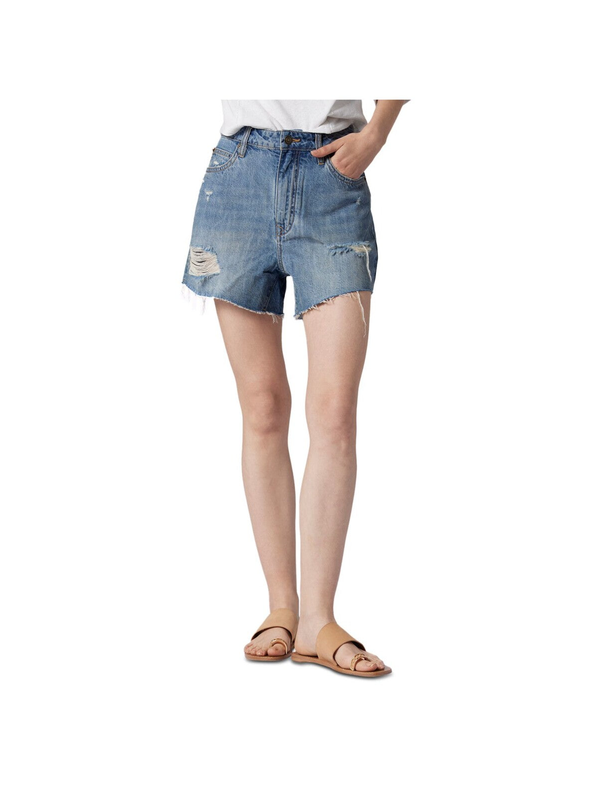 JOIE Womens Zippered Raw-edge Hems Shorts