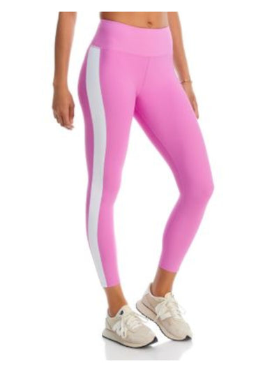 AQUA ATHLETIC Womens Purple Pocketed Moisture Wicking Ankle Length High Waist Leggings XS