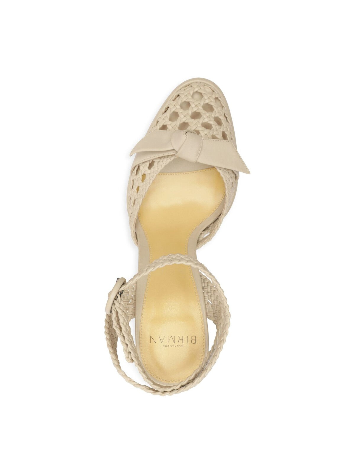 ALEXANDRE BIRMAN Womens Beige Basketweave Knotted Breathable 1" Platform Ankle Strap Cushioned Clarita Almond Toe Block Heel Buckle Leather Dress Heeled Sandal 40