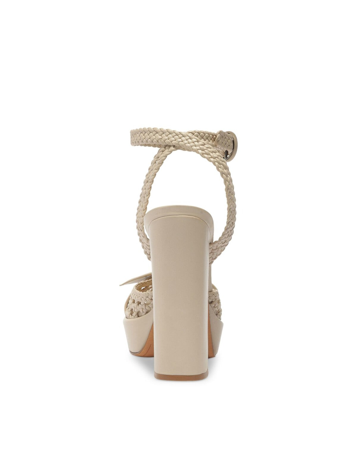 ALEXANDRE BIRMAN Womens Beige Basketweave Knotted Breathable 1" Platform Ankle Strap Cushioned Clarita Almond Toe Block Heel Buckle Leather Dress Heeled Sandal 40