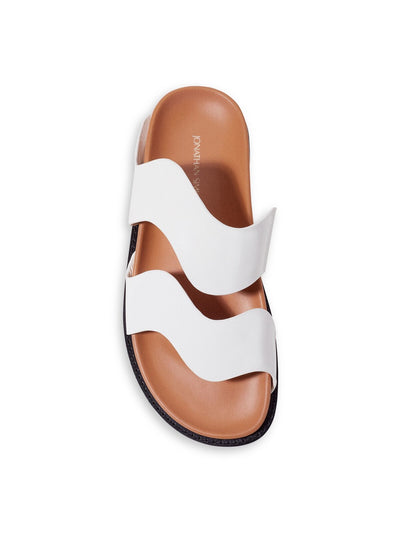 JONATHAN SIMKHAI Womens Ivory Dual Straps Contoured Footbed Callen Wave Open Toe Slip On Leather Slide Sandals Shoes 37