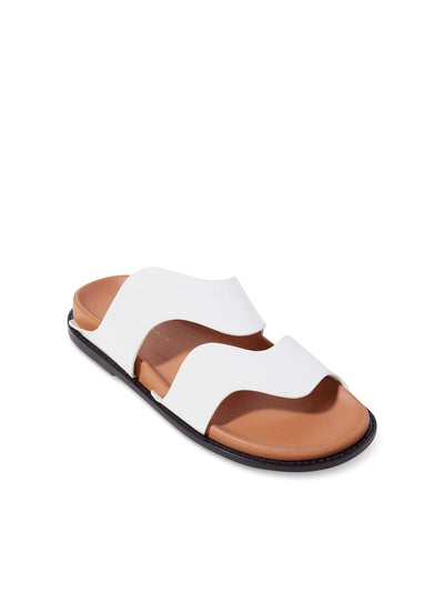 JONATHAN SIMKHAI Womens Ivory Dual Straps Contoured Footbed Callen Wave Open Toe Slip On Leather Slide Sandals Shoes 37