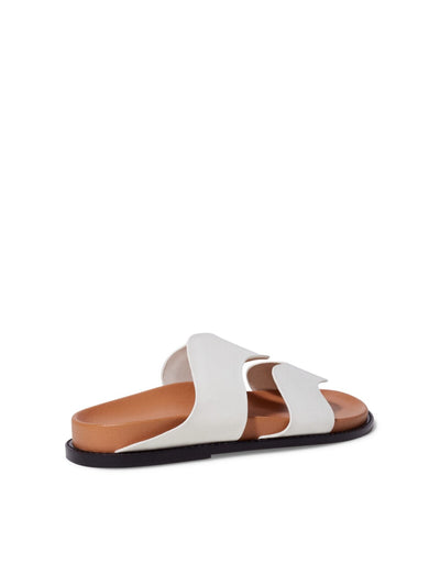 JONATHAN SIMKHAI Womens Ivory Dual Straps Contoured Footbed Callen Wave Open Toe Slip On Leather Slide Sandals Shoes 37