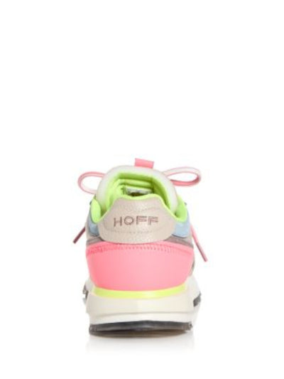 HOFF Womens Beige Mixed Media Breathable Mesh Logo Pull-Tab Cushioned Tana Round Toe Wedge Lace-Up Sneakers Shoes 7.5