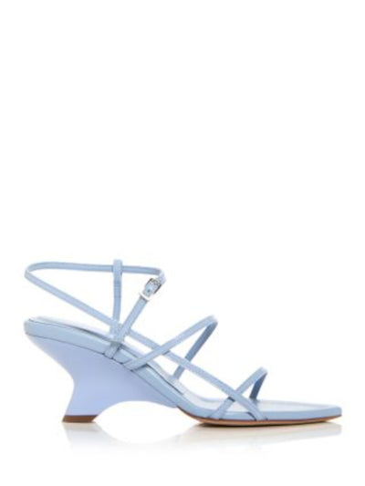 GIA BORGHINI Womens Light Blue Strappy Padded Gia Pointed Toe Wedge Buckle Leather Dress Heeled Sandal 40