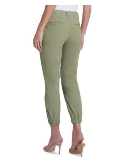 LAGENCE Womens Green Zippered Pocketed Belt Loops Elasticized Cuffs Cropped Pants 25