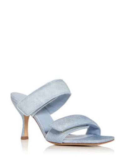 GIA BORGHINI Womens Light Blue Padded Straps Adjustable Padded Alodie Square Toe Flare Heeled Sandal 39